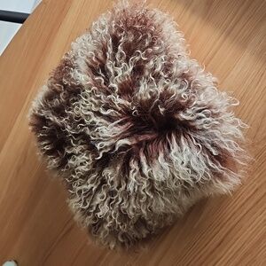 Mongolian Sheepskin  Cushion Genuine Long Fur Pillow